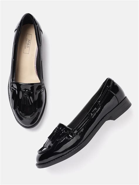 marks and spencer ladies black shoes|m&s black loafers.